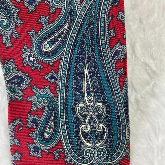 Vintage Ferrell Reed for Nordstrom Paisley Print Red Silk Made in America - Picture 3 of 5
